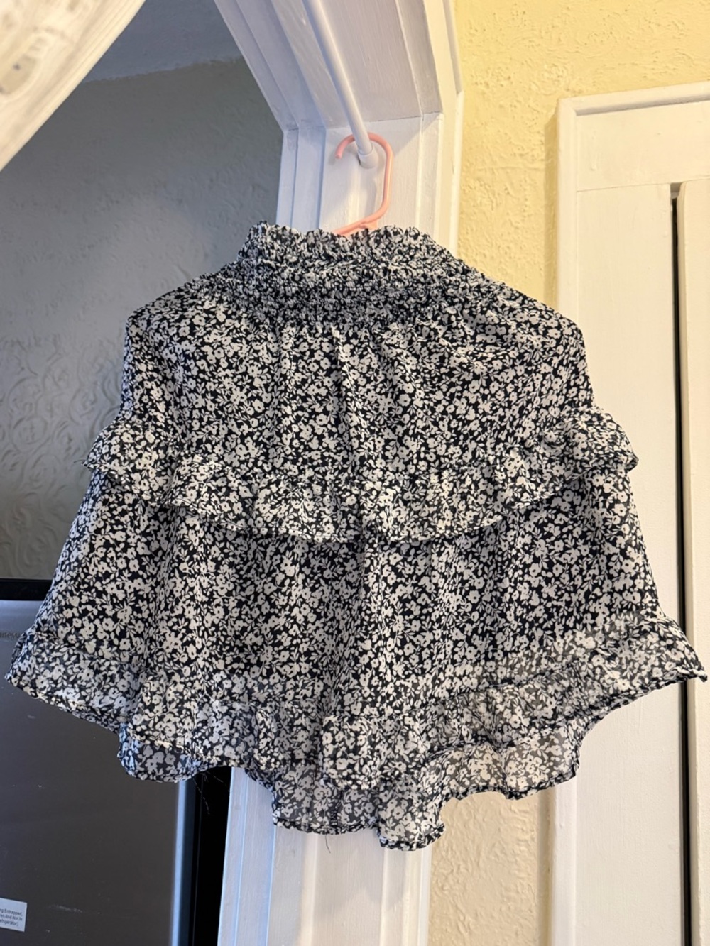 Sienna Sky Black and White Floral Tiered Mini Skirt